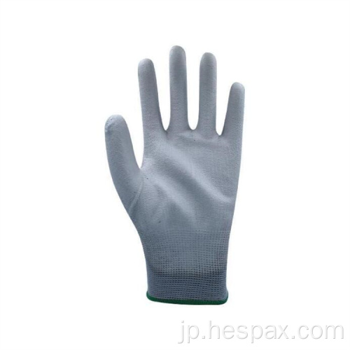 Hespax安いグレーPUワークグローブシームレスな工業